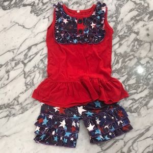 6/$15 Fourth 4th of July ruffle boutique set stars